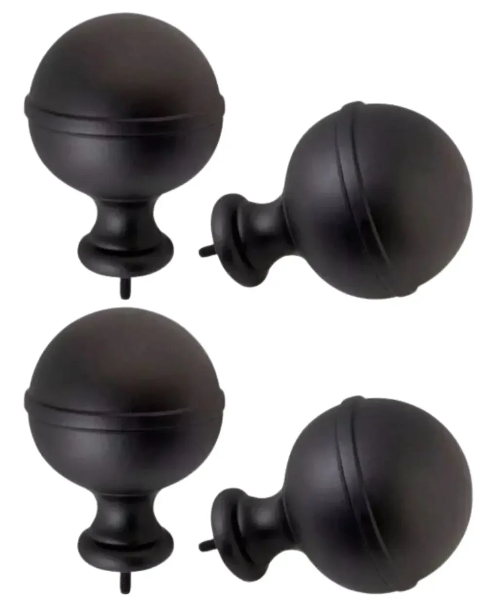 IKEA BEFOGAD Black Finials 4 Total 2 Sets Sealed Curtain Rod End Caps 102.801.23